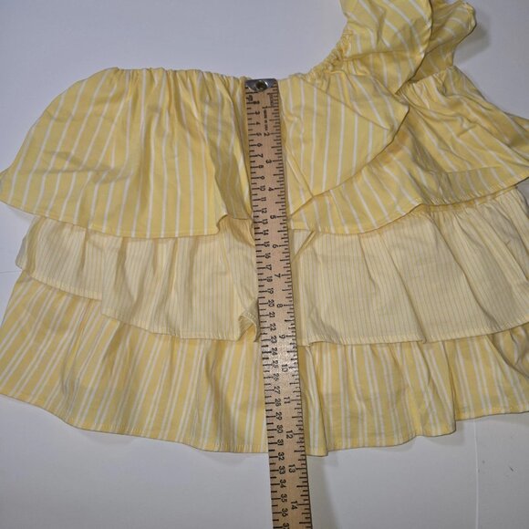 Anthropologie Maeve Top Women X-Small Yellow Tiered Asymmetric Ruffle Crop Boho - Picture 3 of 9